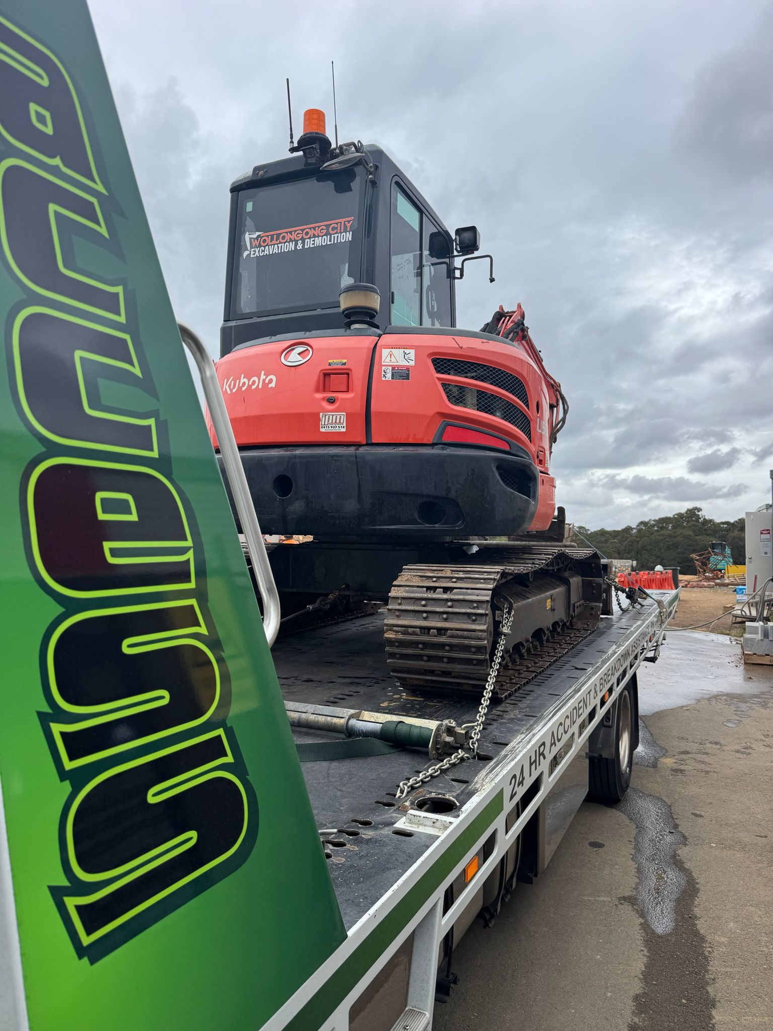 Red Excavator Transport